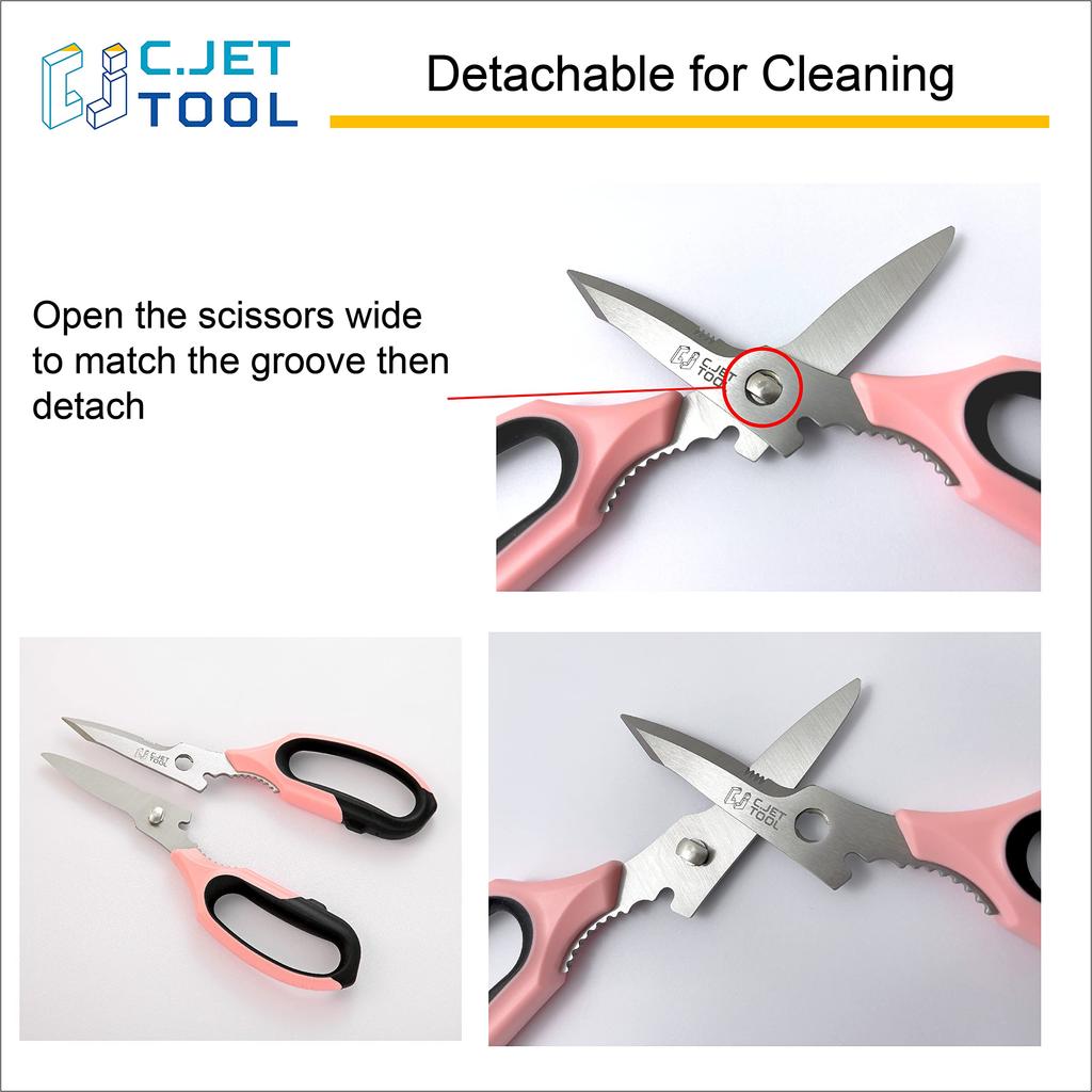 Tool Washable Scissors Kitchen Scissors Disassembleable Blades Fully Washable Scissors Stainless Steel Blades Powerful Ideal for Disassembling Plastic