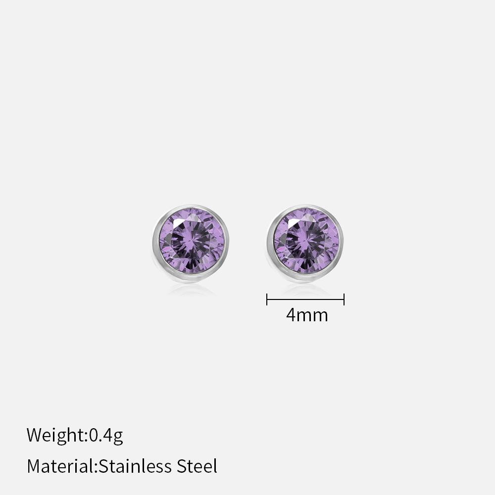 Simple Crystal Stud Earrings Fashion Women December Birthstone Colorful Diamond Earrings for Girls Gift