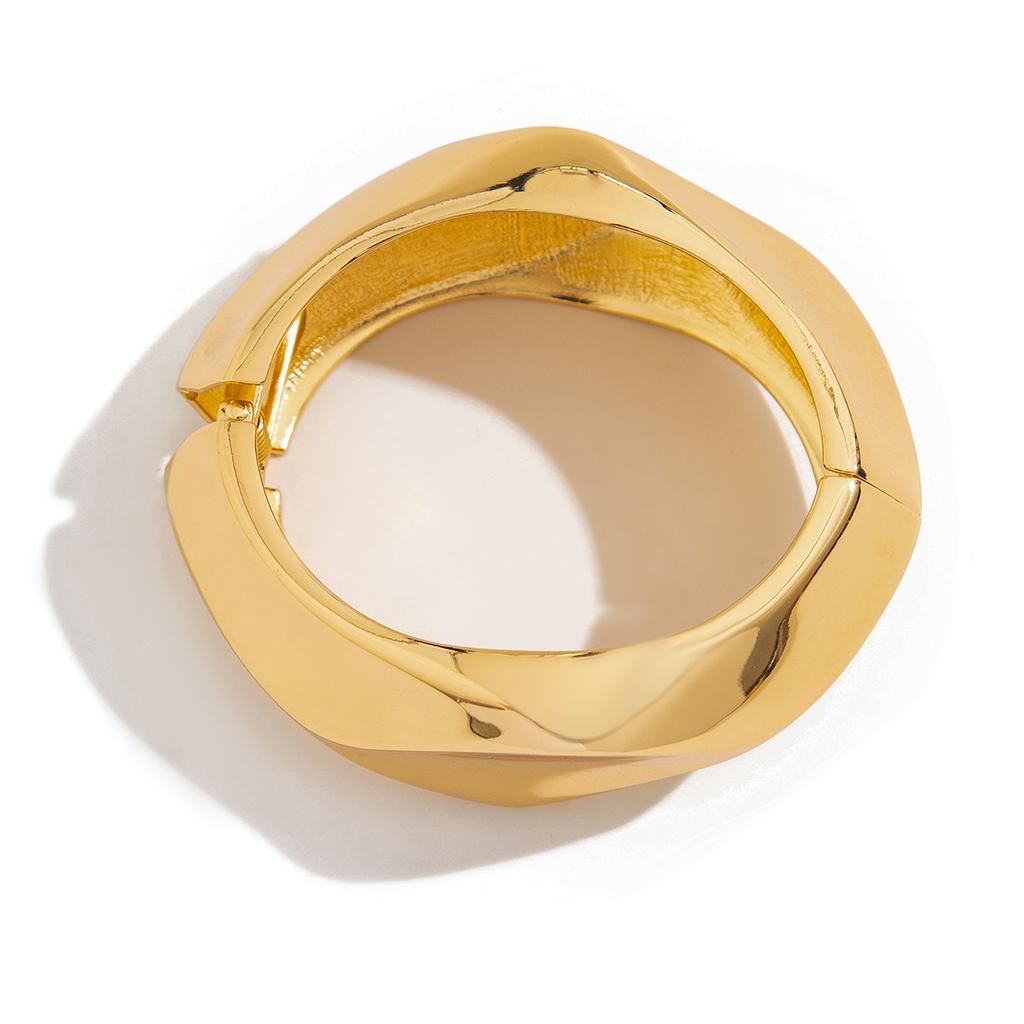 Exaggerated Metal Smooth Surface Wide Bracelet Bracelet Design Irregular Wave Spring Bracelet
