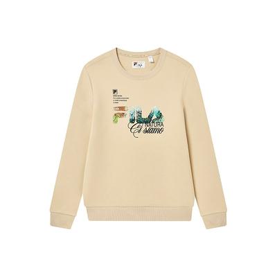 Fila Fleece Letter Print Casual Knit Pullover Sweatshirt Men Sweatshirt Brown F11M248206FBN