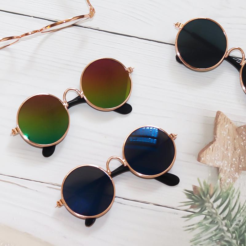 Cat Sunglasses Retro Small Pet Round Metal Glasses Puppy Funny Cosplay Glasses Doll Photo Props Eyewear Costume for Pet
