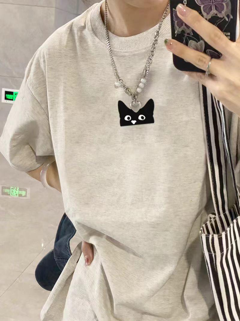 

Винтажная мультяшная футболка для женщин - Оверсайз, Большого размера, Чистый хлопок, Короткий рукав, Модный круглый вырез, Летний топ для пар 5XL