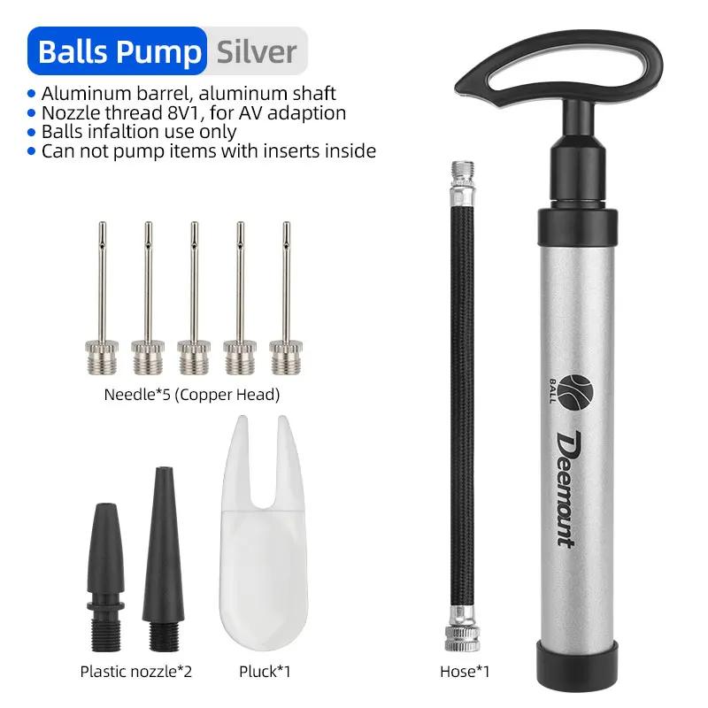 Metal Barrel Pump Ergo Handle High Volume Quick Inflation Basketball Football Yoga Volleyball Swimming Toys Tour Pillow Inflator Silver P048