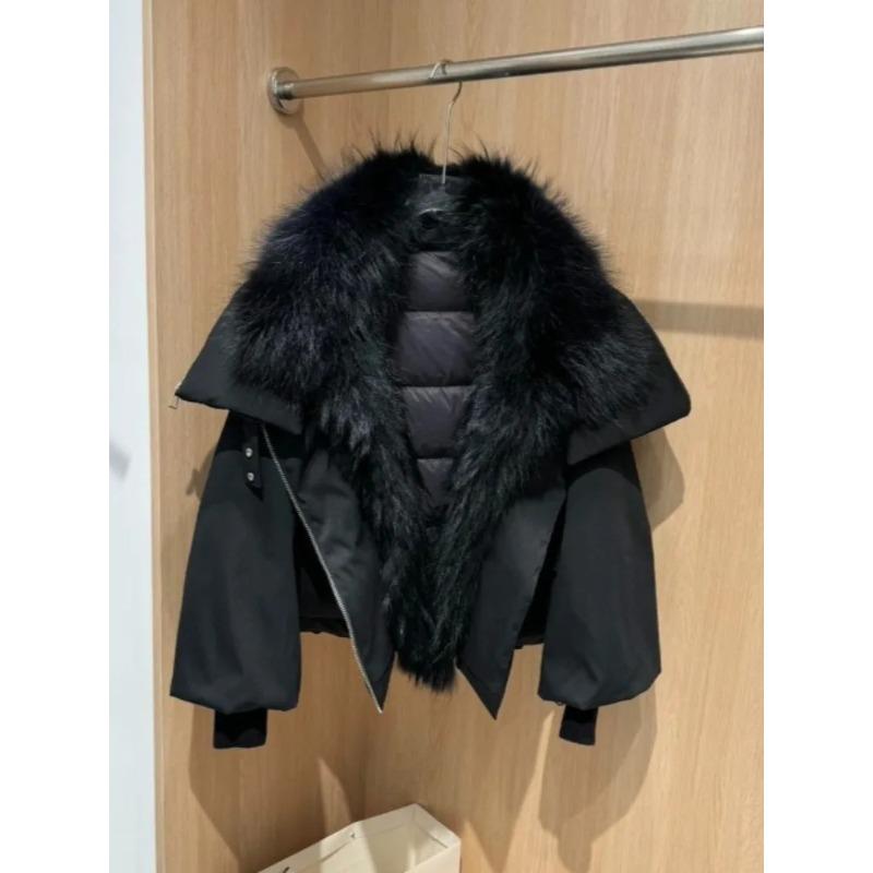 Giacca Invernale Donna Taglia L Collo in Vera Pelliccia di Volpe Giacca Imbottita Larga Calda Parka Cappotti in Piuma