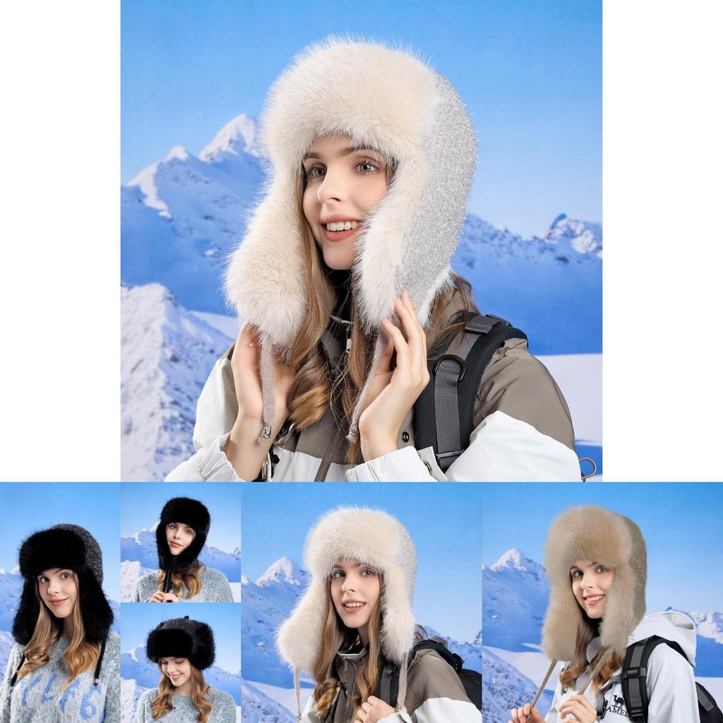 Winter Outdoor Womens Knit Warmth Hat With Earmuffs For Cold Weather Protection