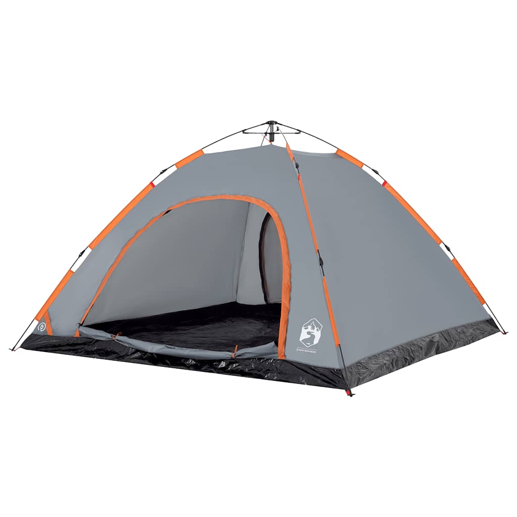 5 Person Camping Tent in Grey and Orange with Quick Release System