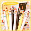 1/4pcs Funny Chick Gel Ink Pen Set Cute Cartoon Yellow Chicken Design 0.5mm Fine Point Black Ballpoint Pens for Writing A3068
