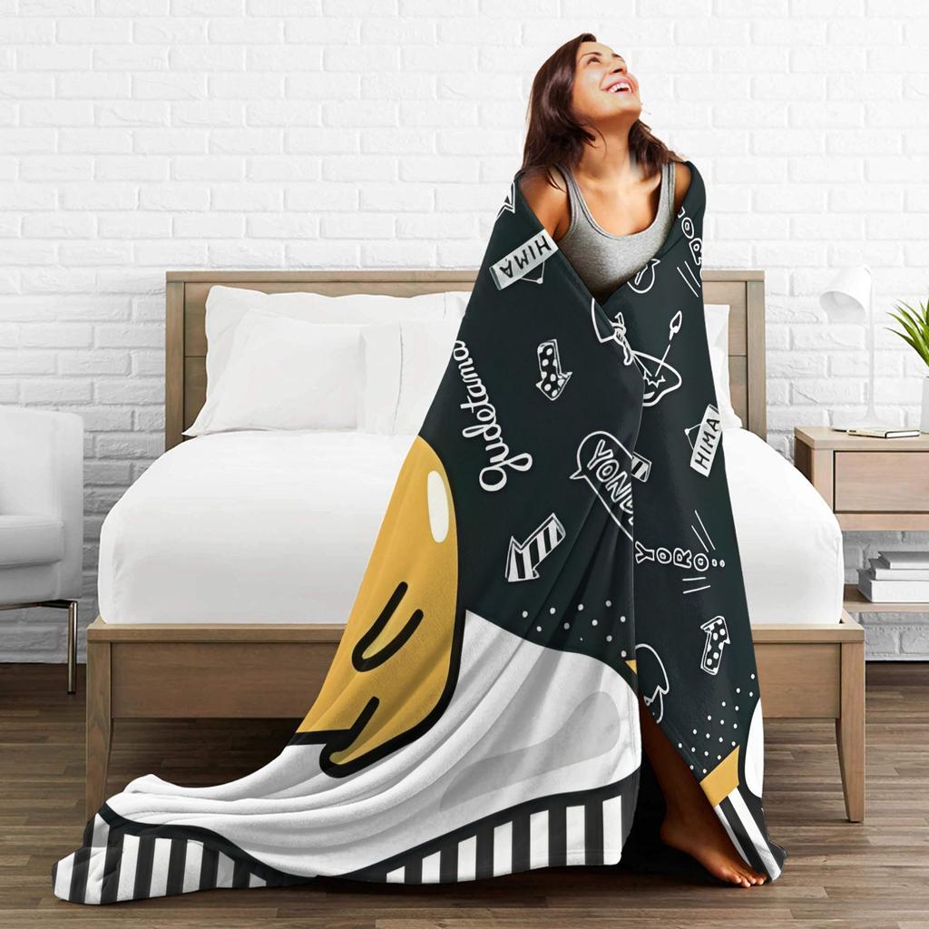 Gudetama Cartoon Lazy Egg blanket Fleece All Season Breathable Lightweight Throw blankets for Sofa Office Quilt
