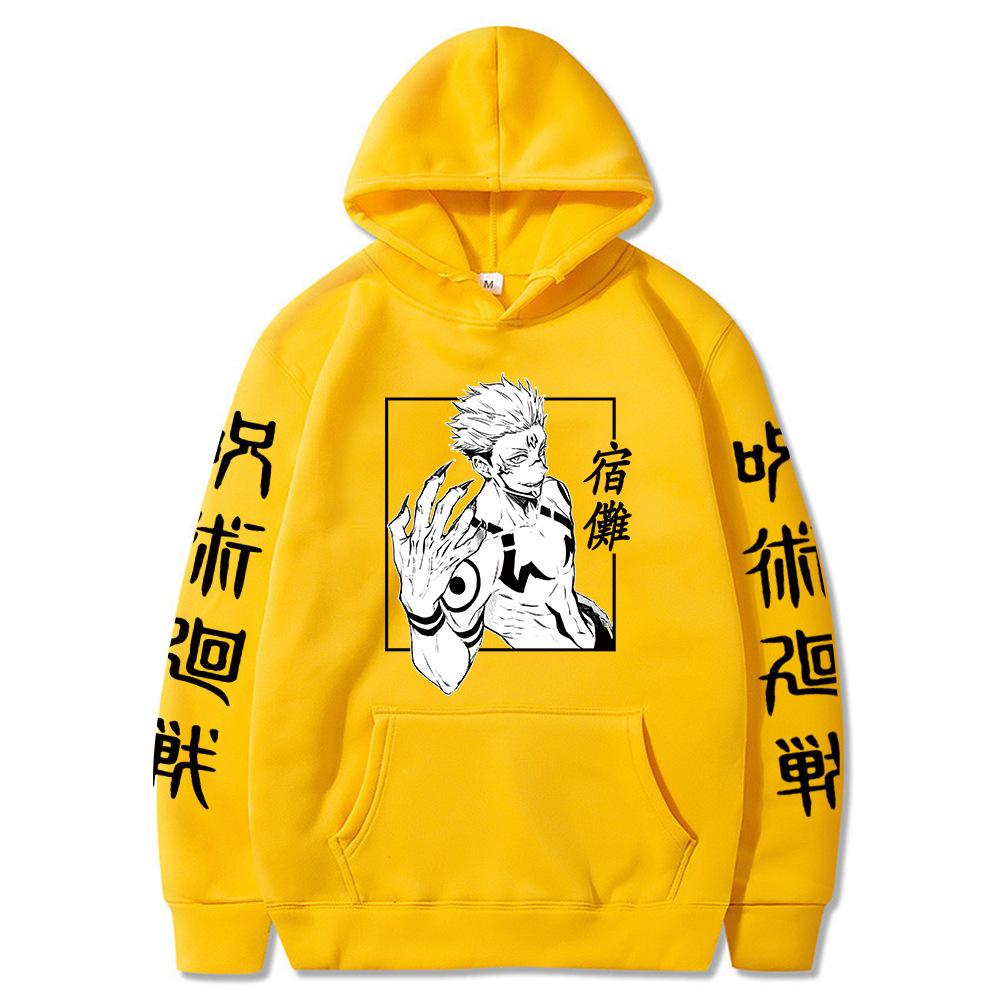 

Printed Jujutsu Kaisen Ryomen Sukuna Hoodie Autumn Fleece Fashion Fleece Anime Pattern Long Sleeves Men s Casual Loose Cozy Pullover XXXL білий