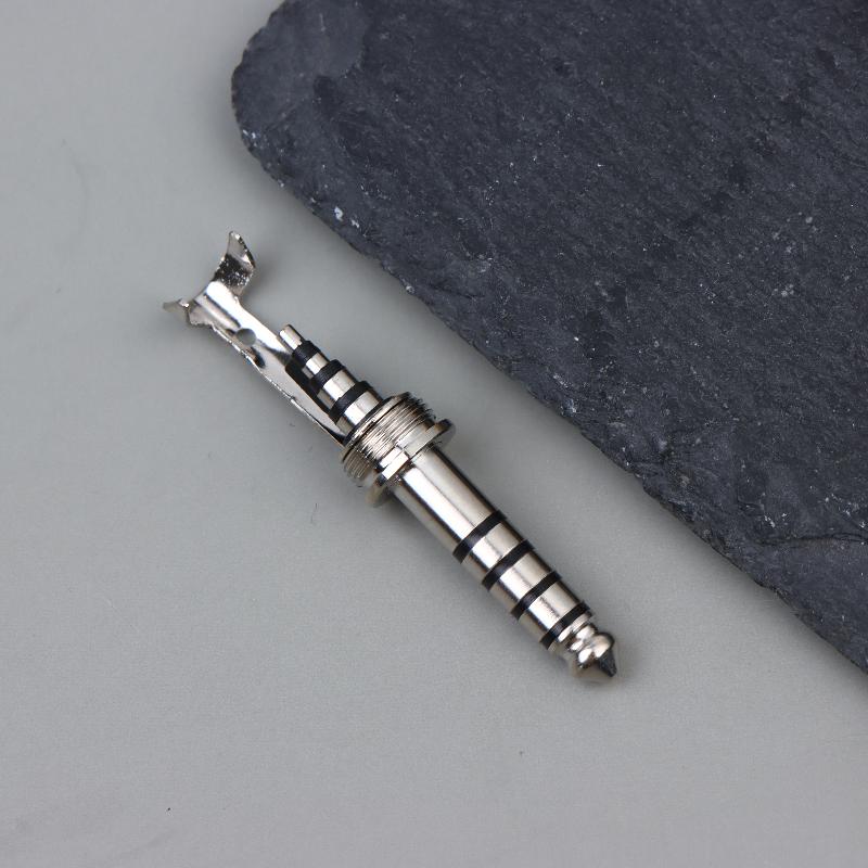 

1Pc Hifi Copper Rhodium Plated 4.4Mm Balanced Plug 5Pole With Clip Audio Jack Connector Thread Cable Clamp Pins серебряный