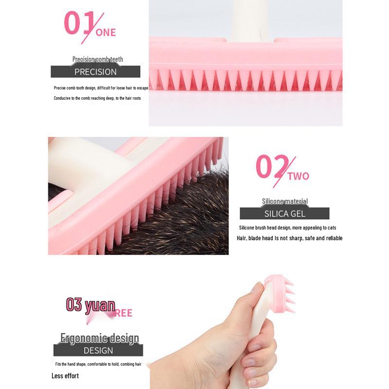 Silicone Soft Bristle Pet Deshedding & Massage Brush for Cats: Hair & Hairball Remover Comb