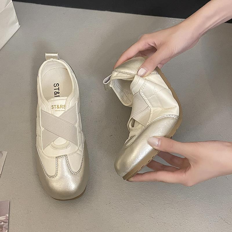 Fashion Flat Mary Jane Shoes for Women 2025 Autumn New Ballet Women Sneakers Large Size Fashion Cross Elastic Band Female Shoes