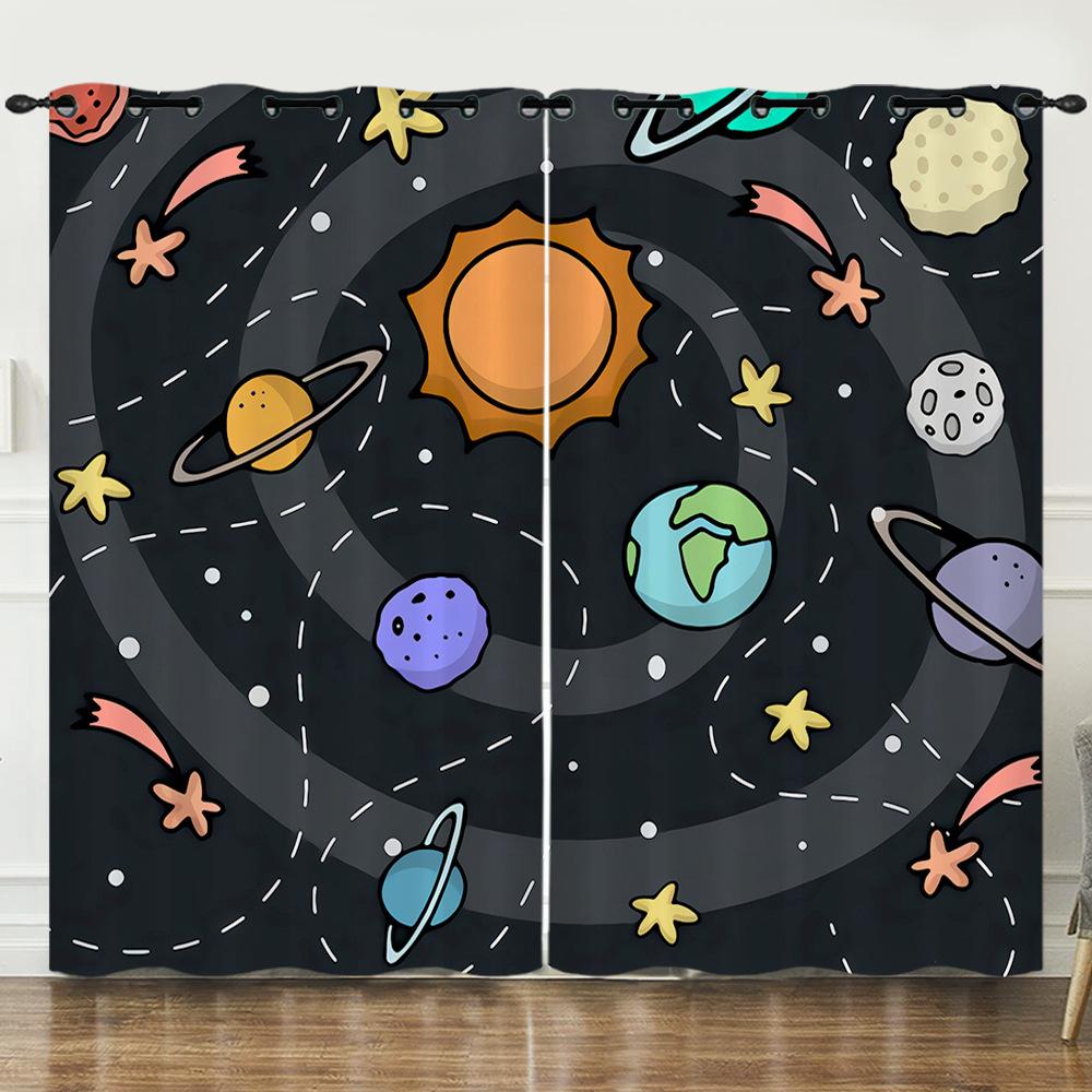 Zasłona Kosmos Wszechświat Gwieździste Niebo Ilustracja 3D Cyfrowy Druk Zasłona zaciemniająca z przelotkami