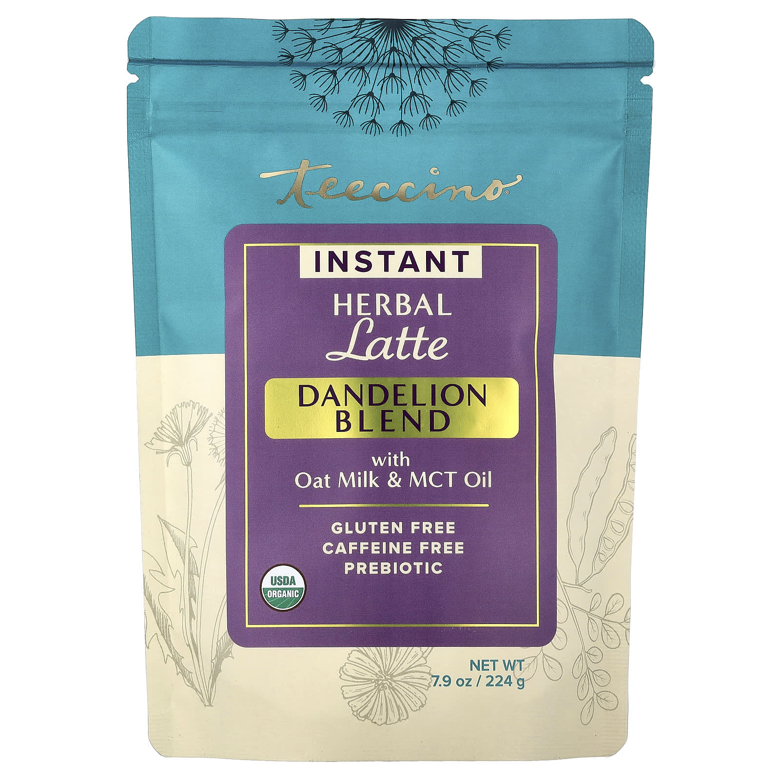 

Teeccino, Instant Herbal Latte, Dandelion Blend, Caffeine Free, 7.9 oz (224 g)