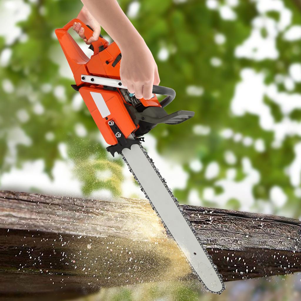 Gasoline Chainsaw 3.9KW Single Cylinder 71.8CC Air-cooled 2-Stroke Hand Pull Start for Wood Trimming Cutting