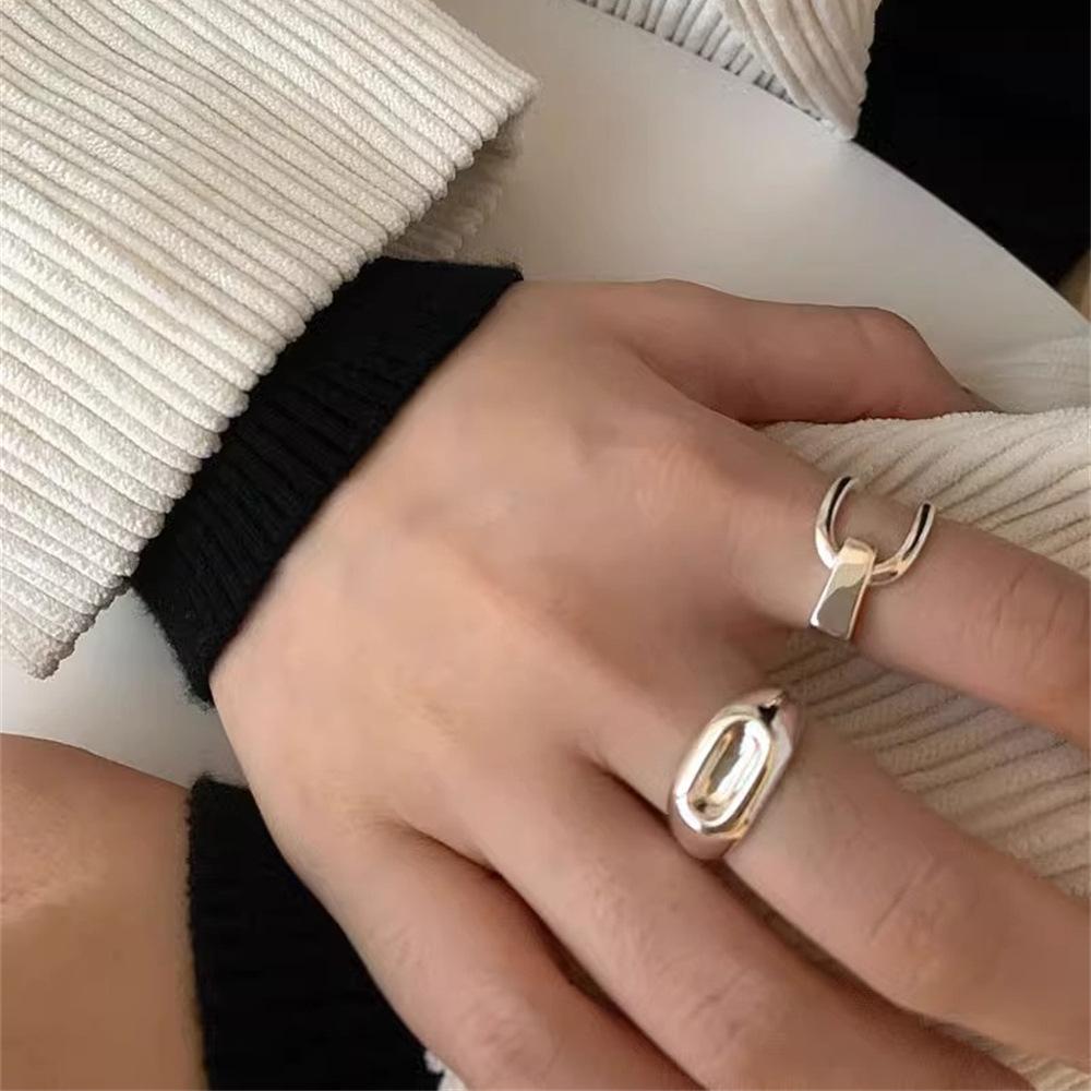 Korean Personality Geometric Ring Cross Ring Light Versatile Simple Open Ring