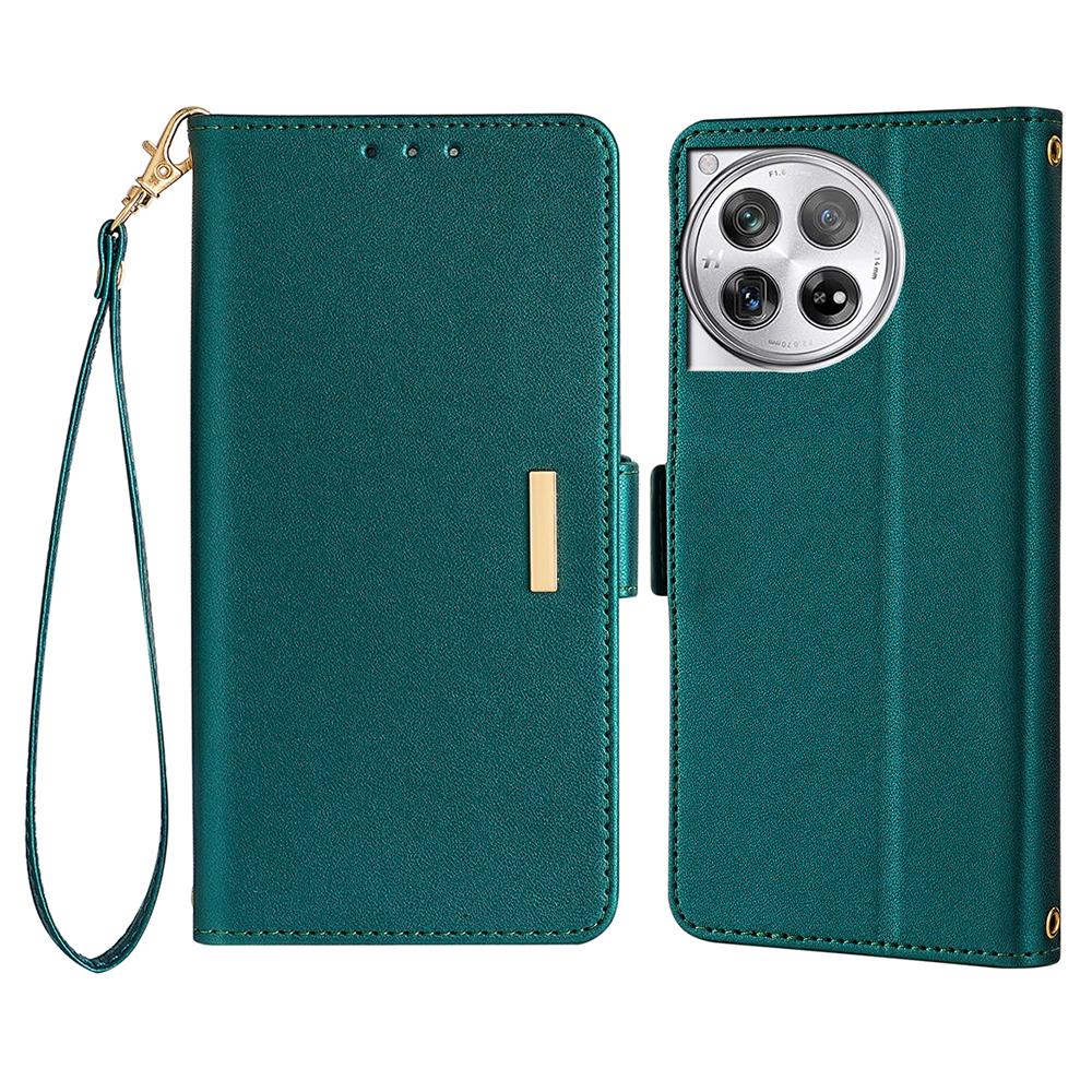 For OnePlus 12 5G Leather Wallet Case RFID Blocking Stand Cover with Hand Strap