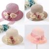 Hatt Dam solskydd solhatt Ny stor brätte rosett Mors dag stråhatt Rese solhatt