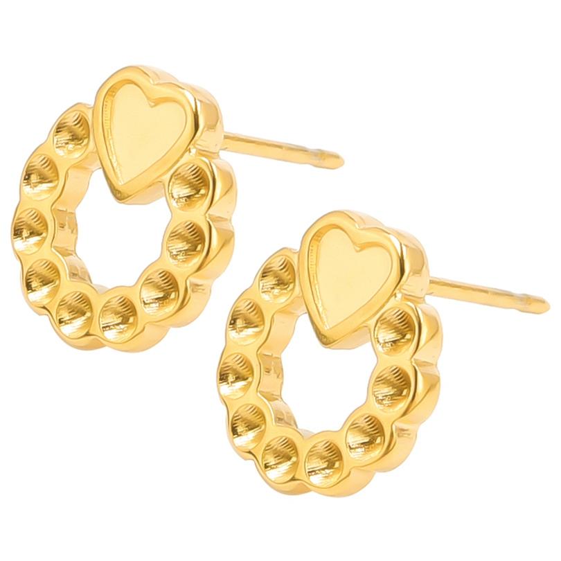 Fashion Ear Studs Gold Color Sun Heart Flower Stainless Steel Earrings For Women Men Accessories Ear Jewelry Fit DIY Rhinestone