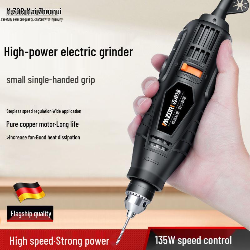 High-Power Handheld Electric Grinder: Wood Carving, Jade Polishing, and Small Drill Tool