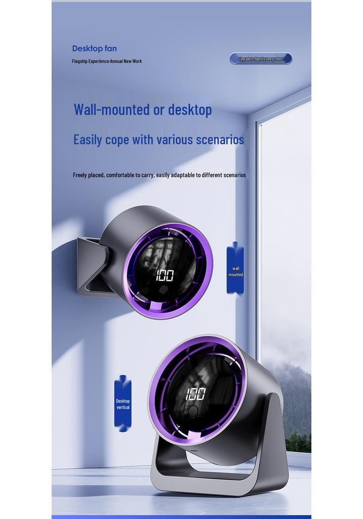 Portable Dormitory Clip Fan - Compact Digital Display for Desktop Circulation