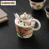 180ML Oil Painting Style Rose Whisper Teapot Vintage Tea Infuser Pot Tea Brewing Kettle With Strainer Tea Items Ornaments Craft