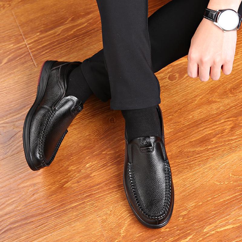 Men's leather shoes, leather soft sole, fattened, enlarged 47 extra large size, widened 48 work and leisure, middle-aged and elderly large size men's