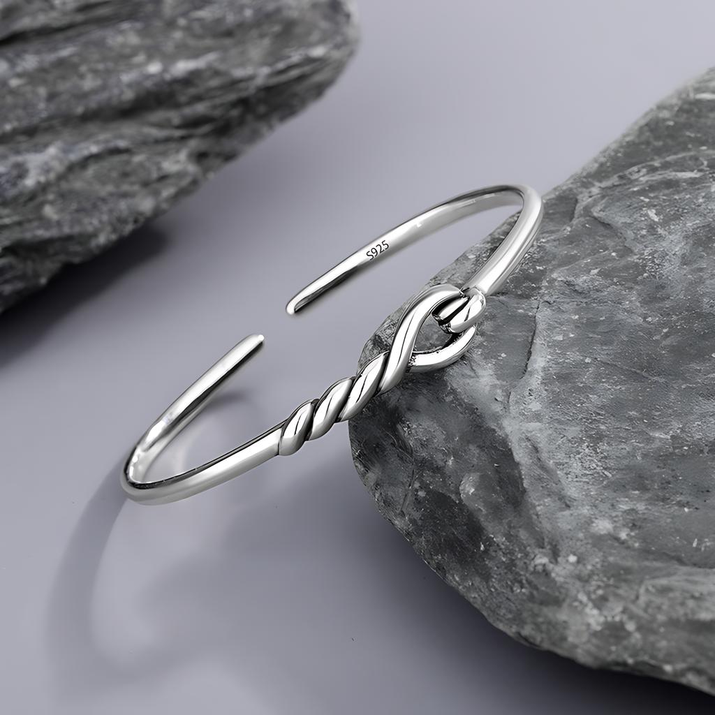PANJBJ 925 Sterling Silver Feather Adjustable Couple Bangle Gothic Punk Design Women Jewelry Gift Lucky Bracelet Dropshipping