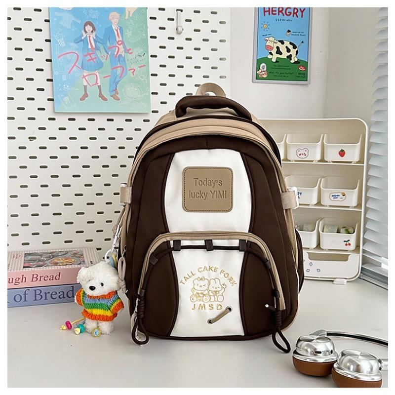 High Value, Fresh and Sweet, Contrasting Color Splicing Backpack, Girl Junior High School Student Lightweight Backpack