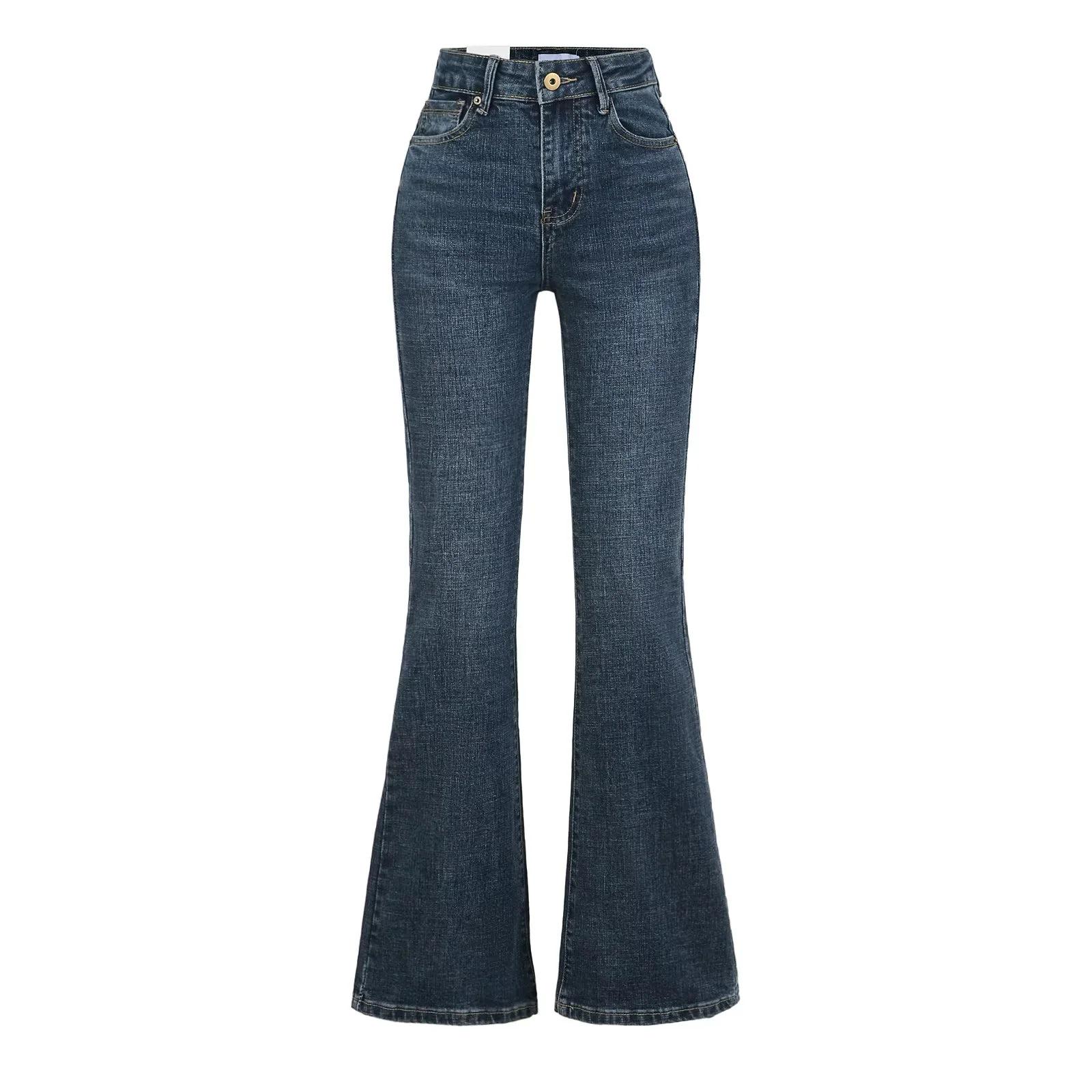 

Women s Petite High-Waisted Micro-Flare Jeans, Light Blue, Slimming and Versatile, 2025 Spring/Summer Collection M темно-синього кольору