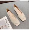 Single shoes summer and autumn square head comfortable versatile apricot light mouth one-pedal single shoes