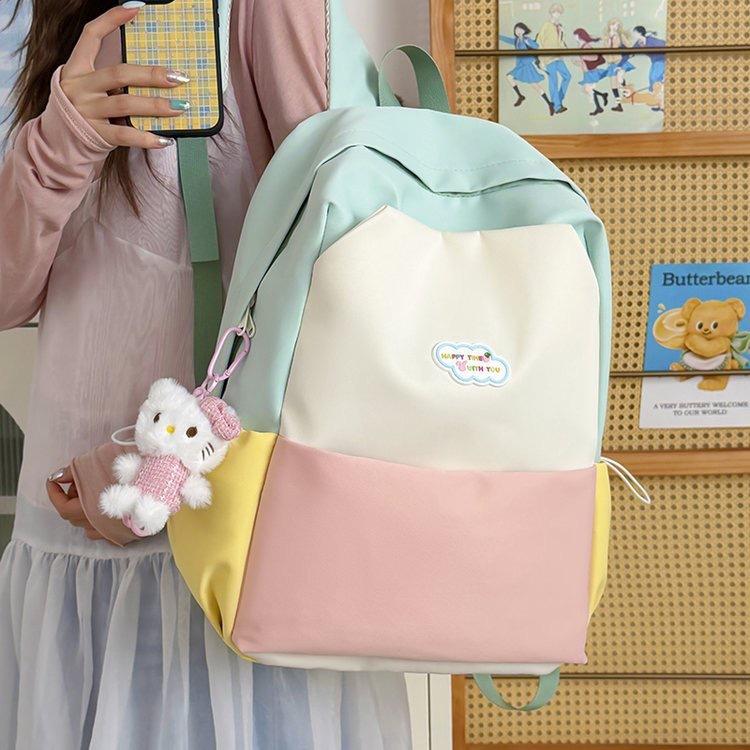 Schoolbag Korean Version Fashionable Simple Versatile Backpack Female Niche Design Cute Casual Student Schoolbag Large Capacity Backpack