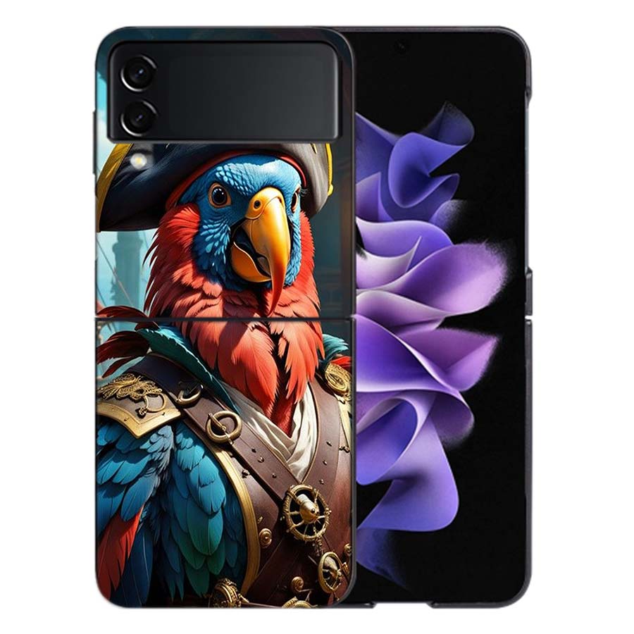 Macaw Pirate Phone Case For Samsung Z Flip 6 7 5G Galaxy Z Flip 5 4 3 5G Cases Shockproof Hard Cover TPU