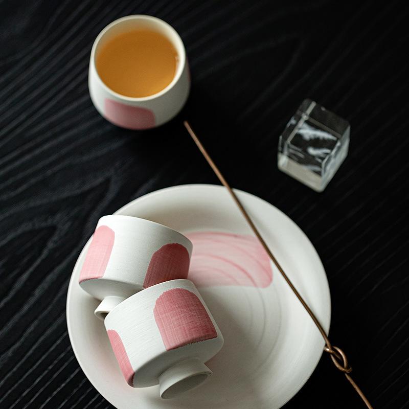 50ml Retro Ru Kiln Pink Ceramic Tea Cup Small Tasting Single Master Cup Handmade Tea Bowl Mugs Chinese Kung Fu Teaset Teaware