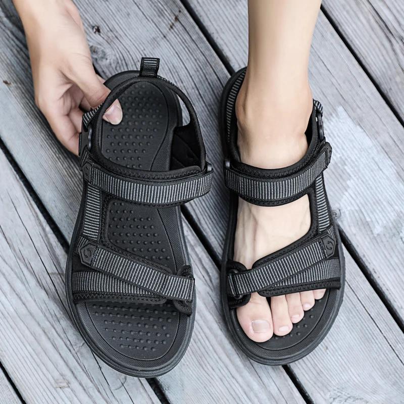 

Comfortable Mens Sandals Summer Lightweight Casual Outdoor Beach Holiday Slippers Breathable Shoes 45 чорний