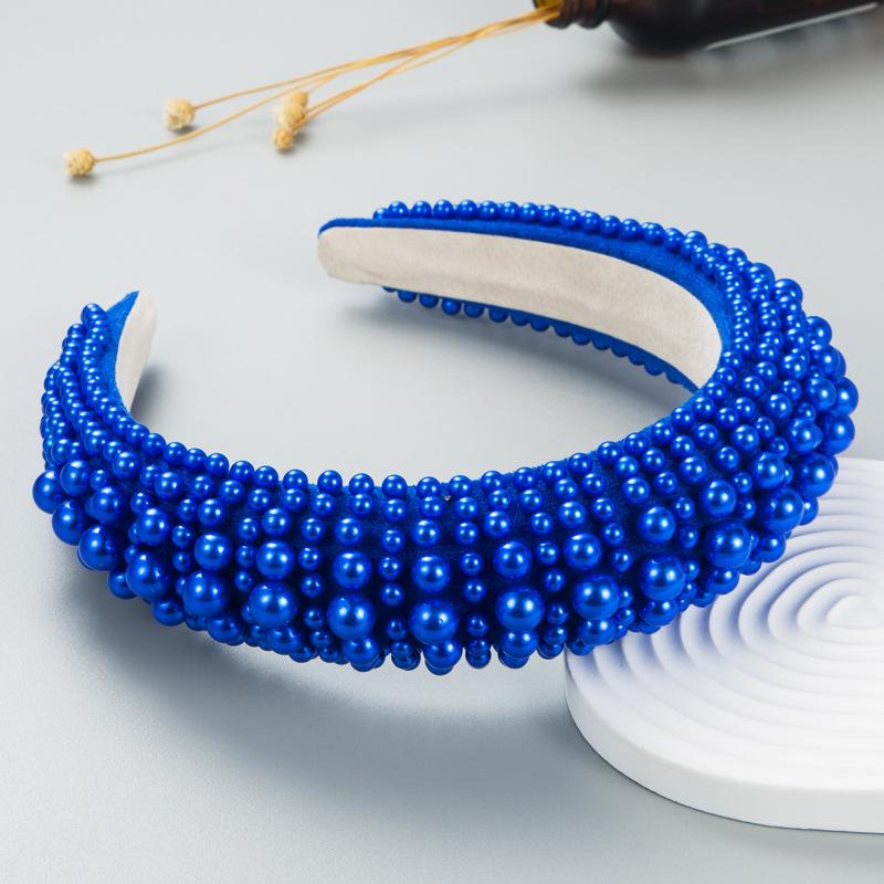 European American High-End Women's Headband New Style Full Pearl Sponge Hairband Simple Personalized Hair Accessory