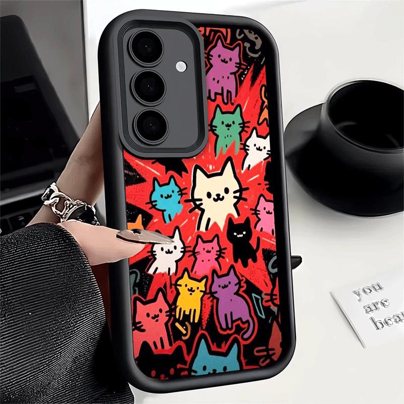 Cartoon Cute Cats Theme Soft Phone Case for Samsung Galaxy S26 Ultra S25 Edge S24 S23 S22 Plus S21 S20 FE 5G Shell Silicone Fund