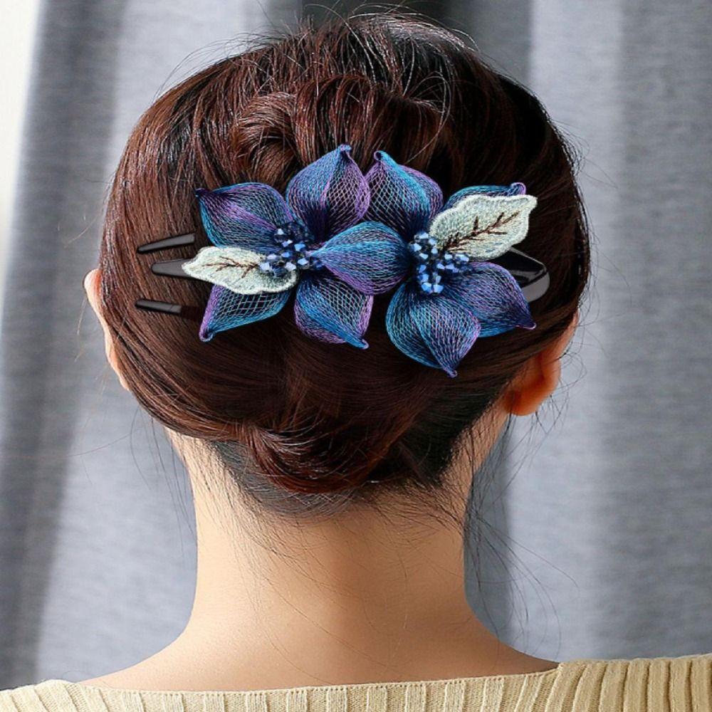 Čelenka Květinová spona do vlasů Velká křišťálová čelenka Retro Dámská spona do culíku