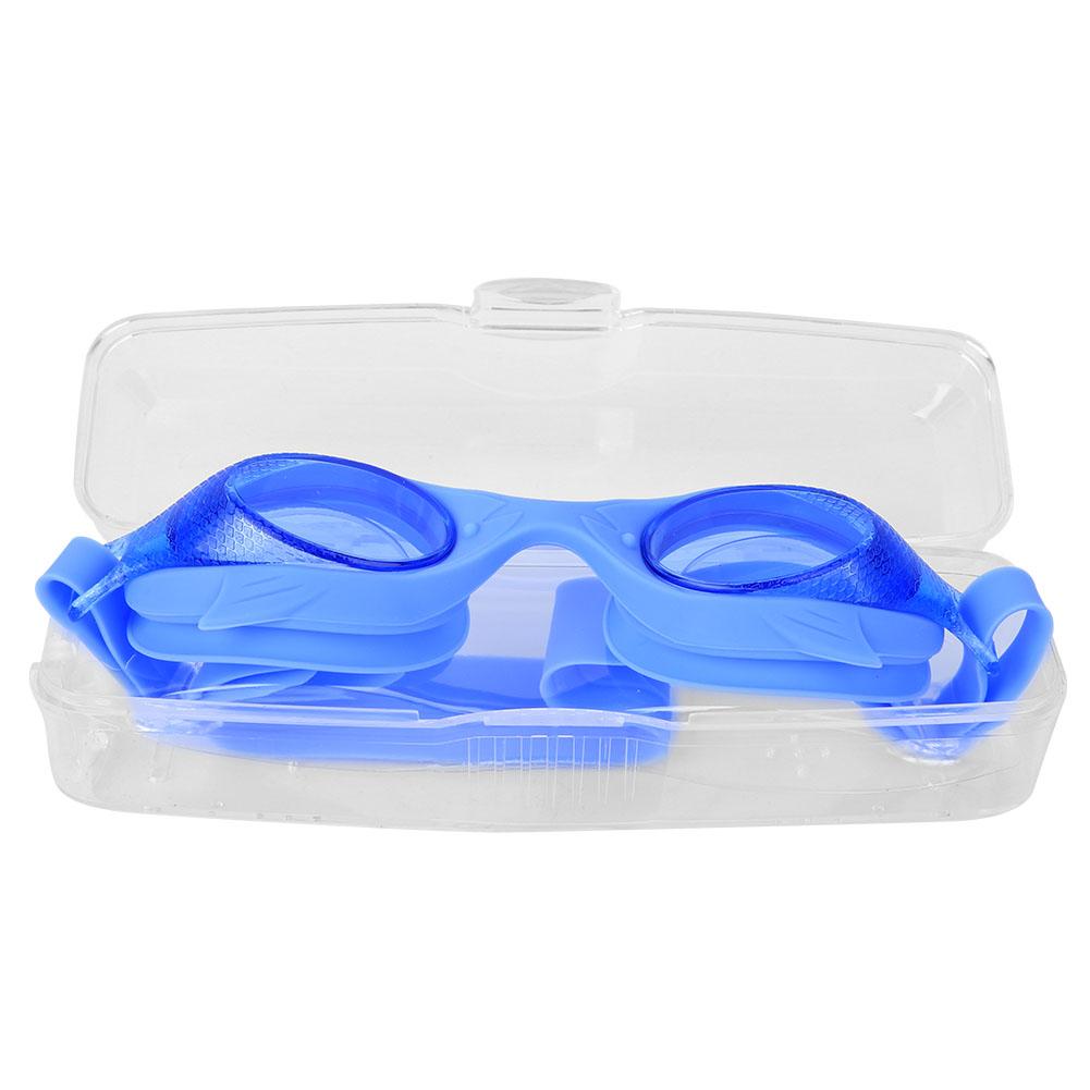 Cartoon Swimming Goggles Cute Fish Shaped Anti Fog Adjustable Swim Glasses for Children(Blue )