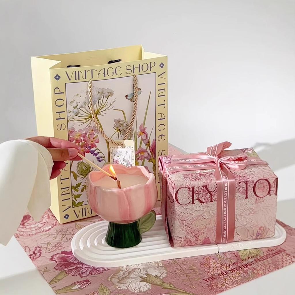 Tulip Scented Candle Gift Cute Creative Ceramic Cup Girl Gift Girl Best Friend Birthday Practical Fragrance