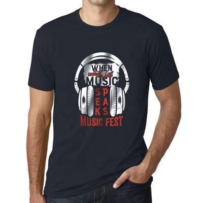 Maglietta grafica da uomo When Words Fail Music Speaks Blu navy
