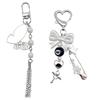 Sweet Bowknot Phone Chain Ornament Heart Beaded Cellphone Pendant Phone Lanyard