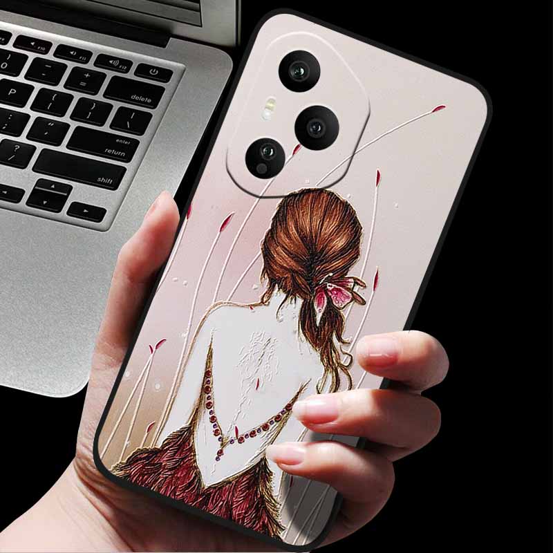 Emboss Case For Honor 400 / 400 Pro / 400 Lite 3D Relief Embossed Retro Silicone Back Cover For Honor 400 Pro 400 5G Soft Emboss