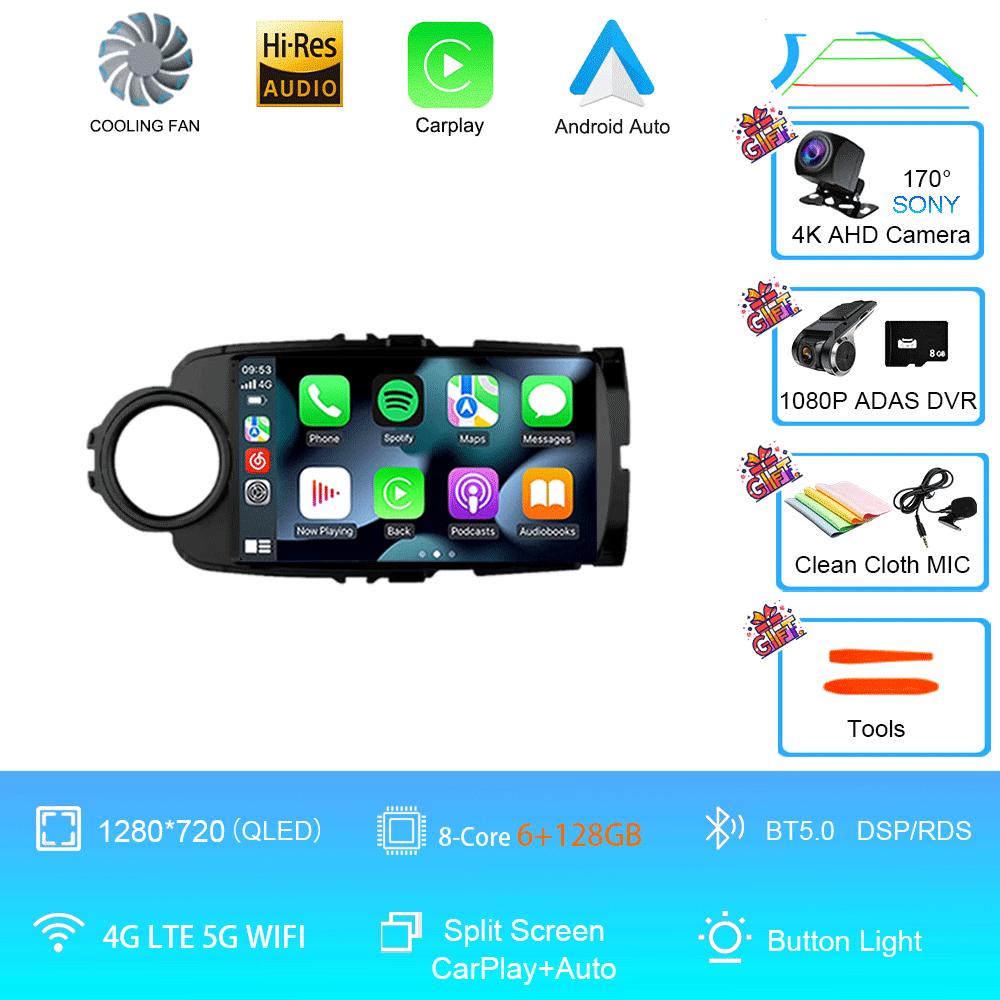 Car Radio Android 14 Autoradio For Toyota Yaris 2012 - 2017 GPS Navigation Multimedia Player Carplay Stereo 2 Din DVD WIFI+4G BT