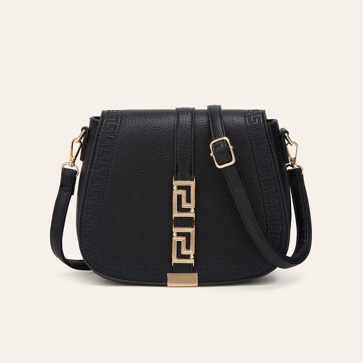 New fashion shoulder bag crossbody bag niche design women s bag high-end embroidery bag saddle bag чёрный