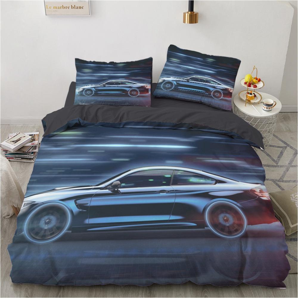 3D Sports Car Bedding Set for Boys Teens Room Soft Down Duvet Cover AU140 * 210 Full Size Bed Cover Motorcycle Print Quilt Cover