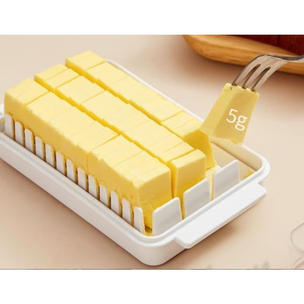 Butter Dish with Lid Covered Enamel Keeper Beech Wood Top Plastic Lid Airtight Storage Container for Cheese Tray Kitchen