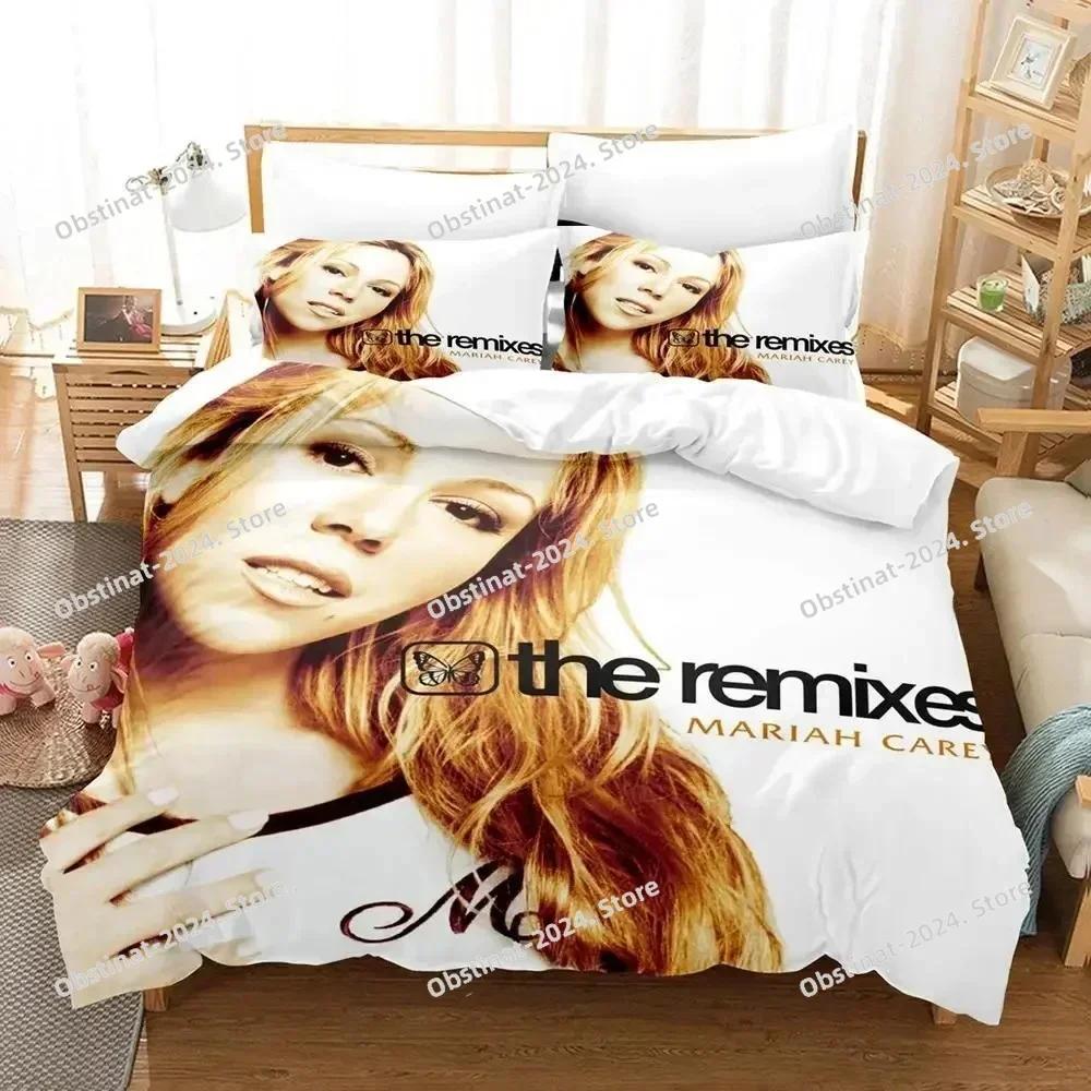 3D-Druck Mariah Carey Bettwäsche-Set Gedruckte einzelne Decke Bettbezug Kissenbezug 3-teilige Sets Kinder Erwachsenengröße