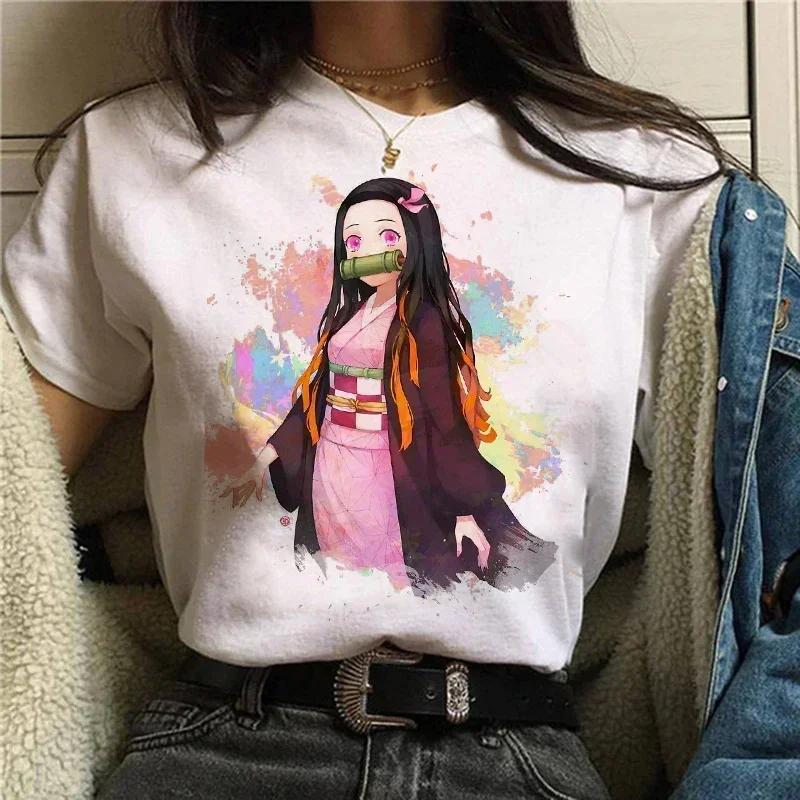 Demon Slayer T Shirt Women Tshirt Female Tanjirou Kamado Graphic Tee Shirt Japanese Anime Manga T-shirt Streetwear Tops Tees