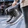 Work Silver Shoes for Woman Half High Chunky White Women's Snow Boots Mid Calf Lace-up with Laces Platform Protective Anti Slip